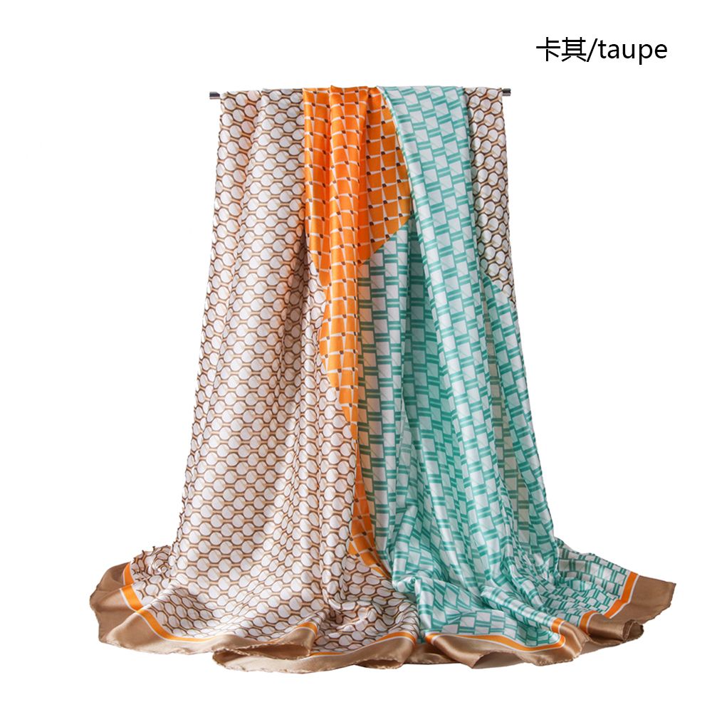 Silk satin triangular geometric spliced women's scarves, extra-large and long styles, spring and autumn scarves are in stock and selling well undefined