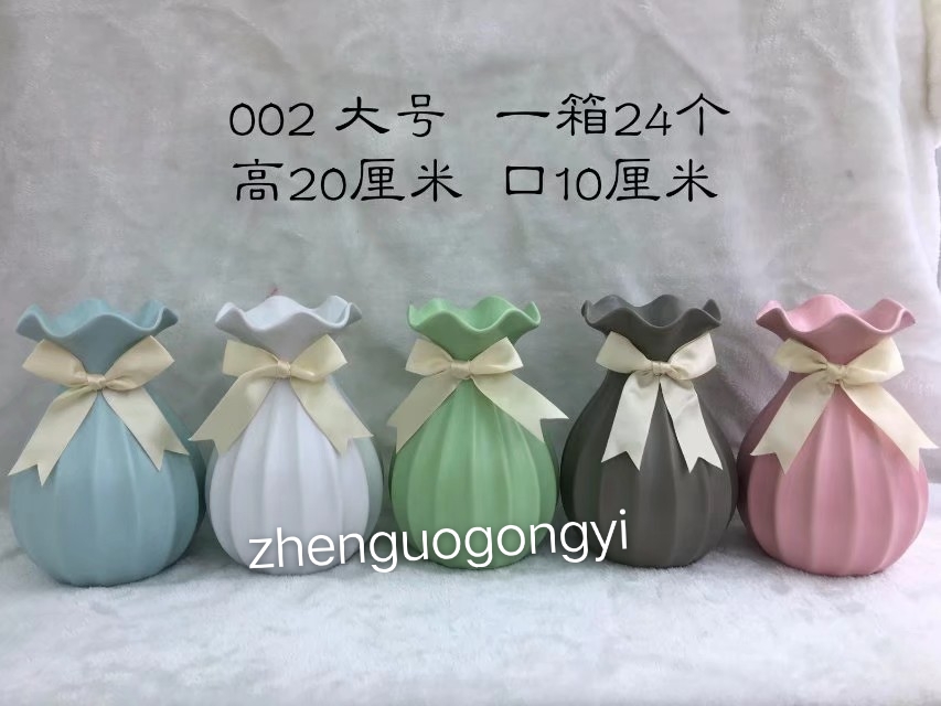 义乌好货 振国工艺厂家直销 中温陶瓷花瓶经典百搭蝴蝶结莲叶口002大号
