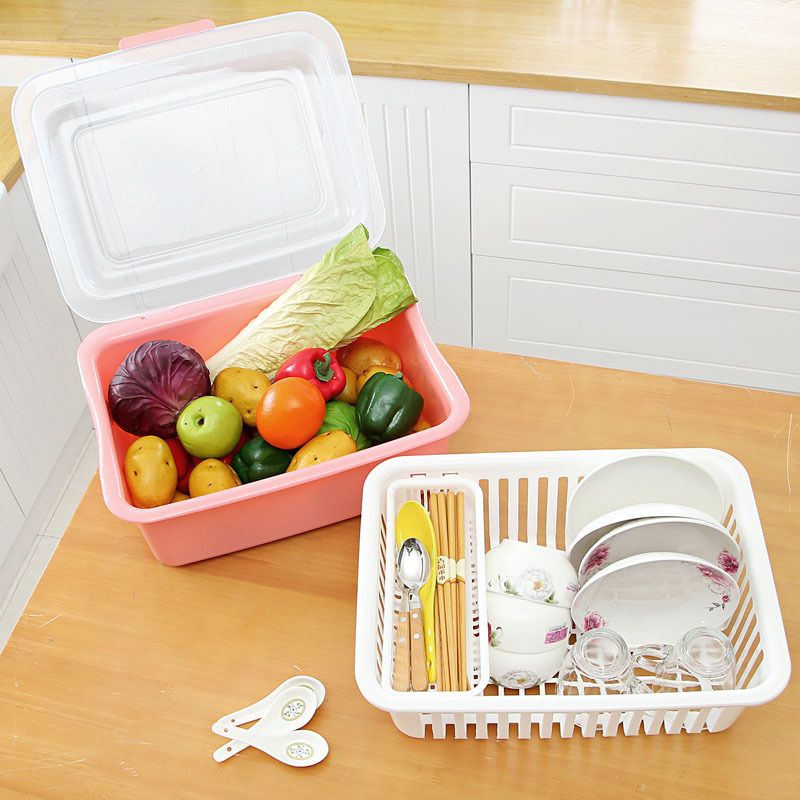 Direct-sale bowl and chopstick storage box, draining bowl rack, kitchen household covered magic tool, large storage rack, plastic bowl cabinet Specification drawing