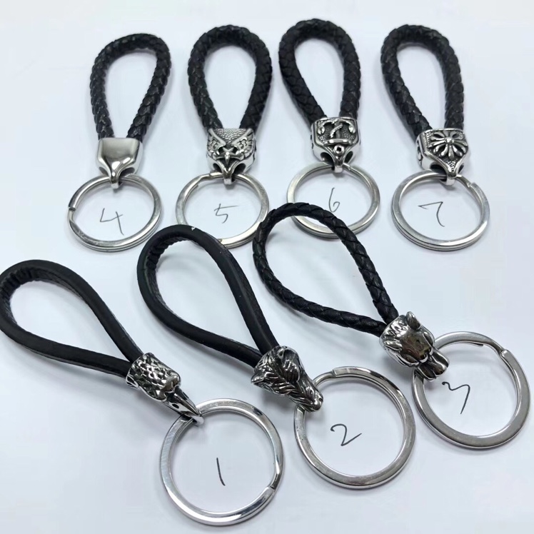 不锈钢真皮钥匙扣男士女士新款钥匙扣