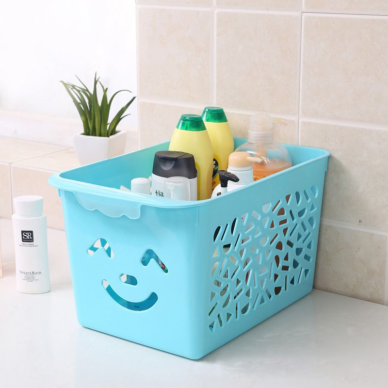 Direct sales kitchen storage baskets, cosmetics storage boxes, shelves, plastic sundries, small bath frames, Lanzi dormitory storage baskets, large size 3503-A details Picture