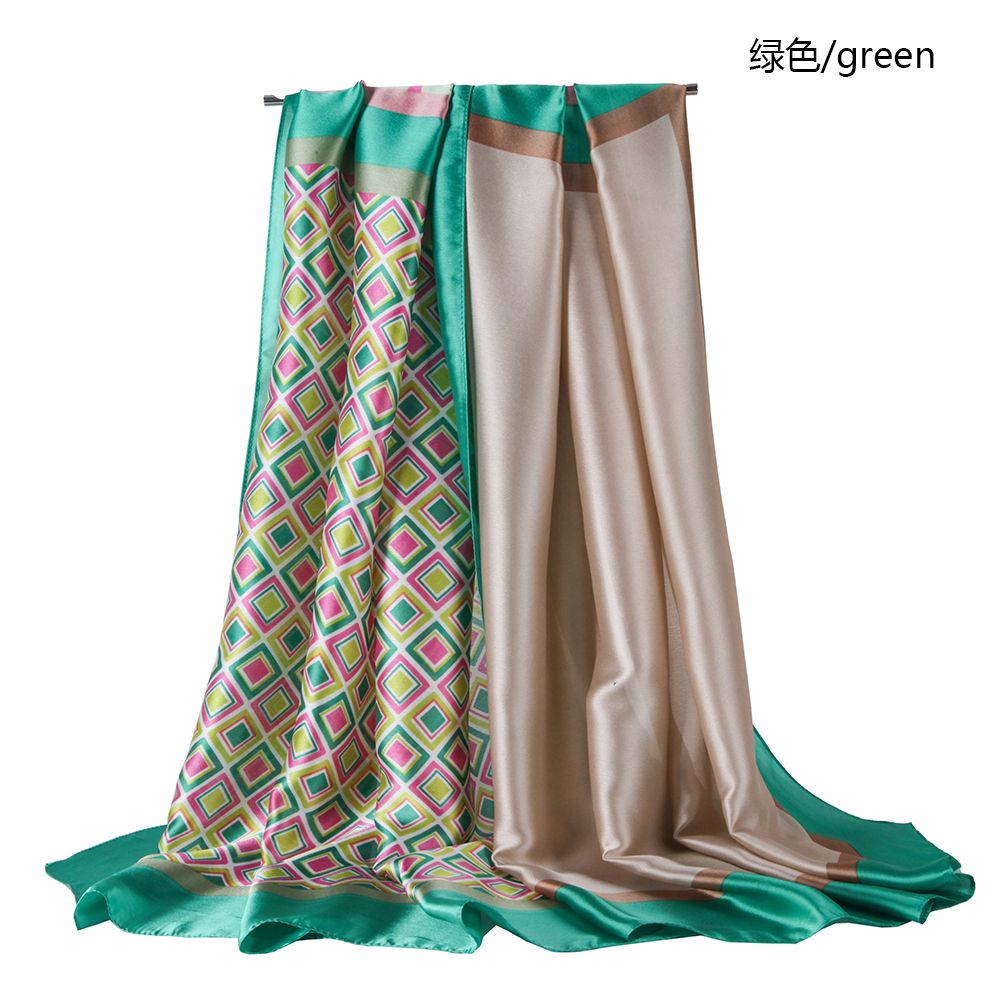 Foreign Trade Supply Silk Satin Printed Three Square Spring And Autumn Women's Scarf European And American Style Printed Scarf In Stock undefined