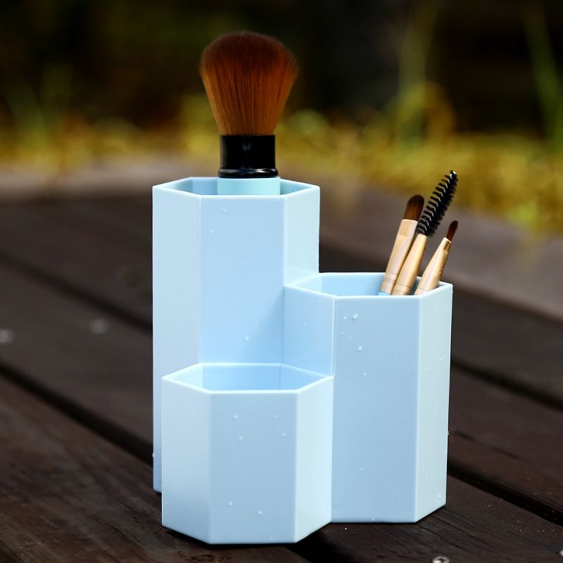 Direct sales multi-sided rhombic pen holder, dressing table storage box, multi-functional desktop pen holder, decorative makeup brush storage bucket details Picture