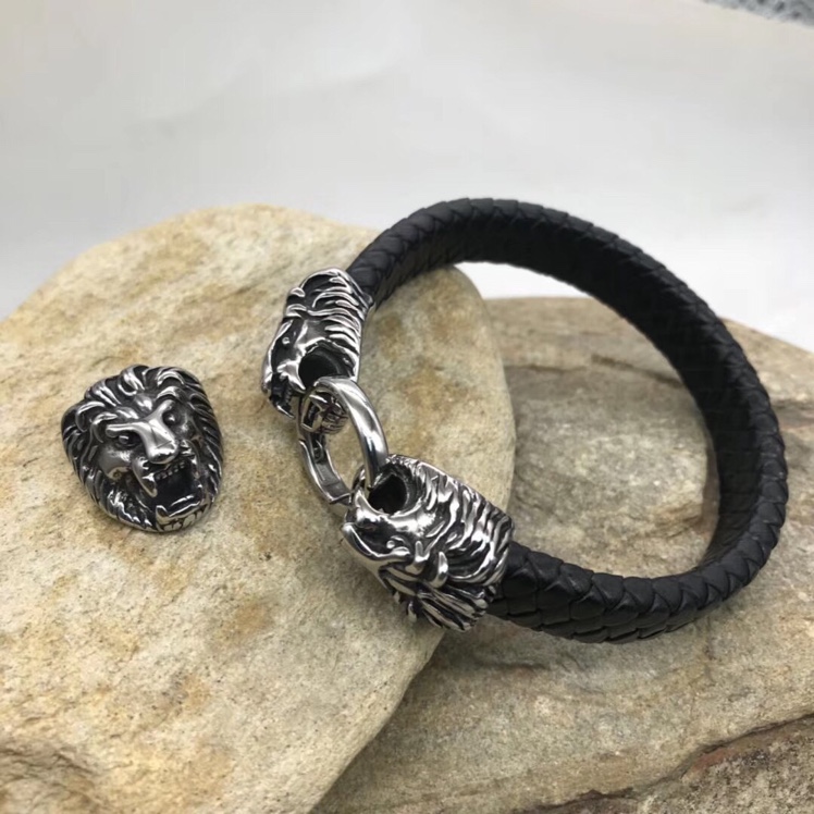 Genuine leather stainless steel bracelet, fashionable and retro, multi-layer genuine leather woven stainless steel bracelet