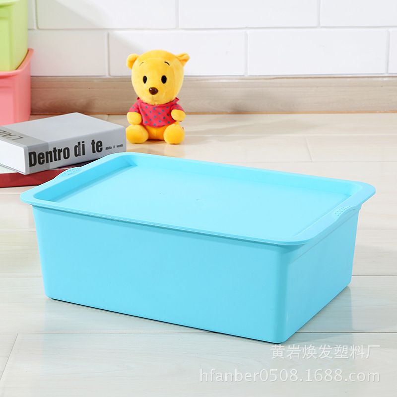 Direct-sale covered plastic storage boxes, large multi-color storage boxes for miscellaneous items, children's storage and organization boxes Application Scenario