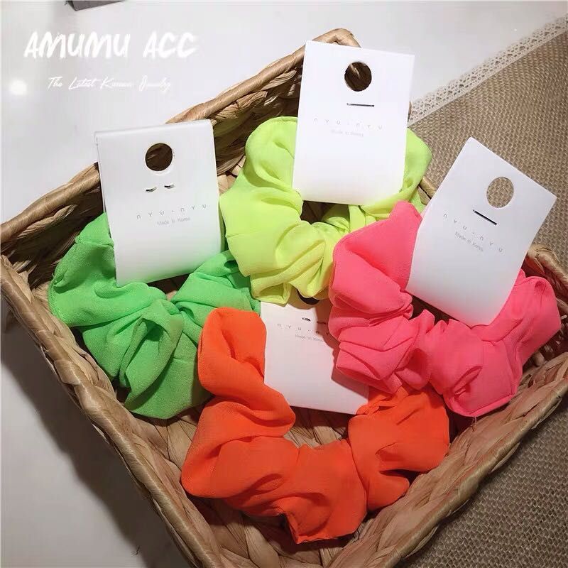 荧光色大肠发圈韩版