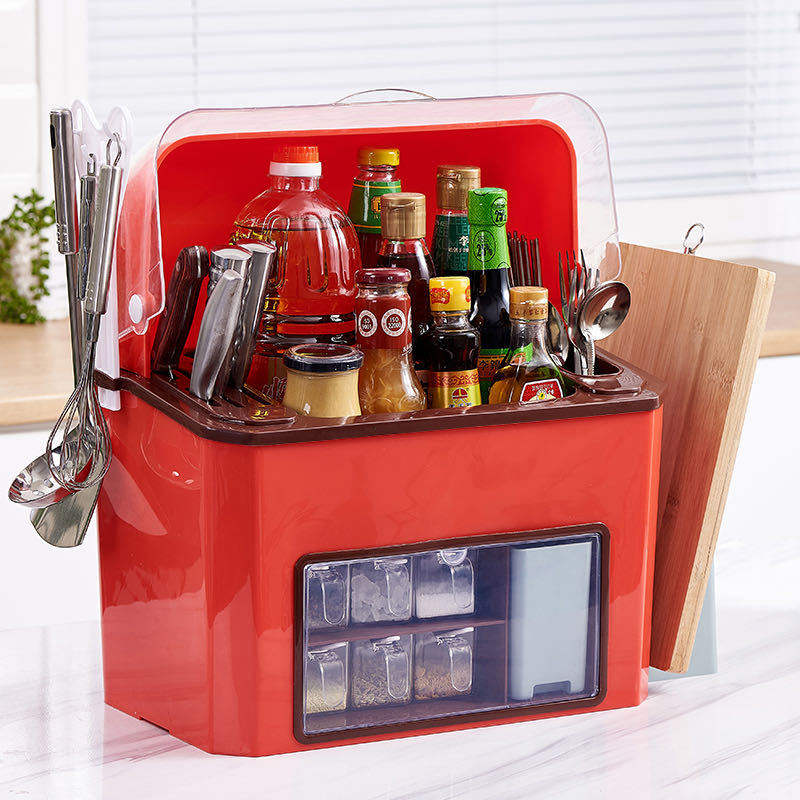 Direct-sale multi-functional kitchen storage rack, seasoning box set, household kitchenware storage rack, seasoning box, seasoning rack Application Scenario