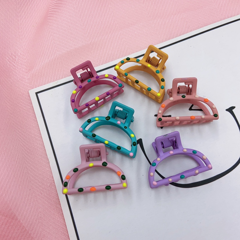 喷漆 可爱 彩色滴油 合金抓夹马卡龙色几何半圆款