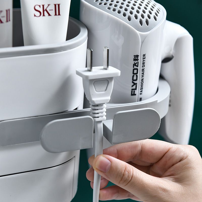 Direct sales hair dryer stand, bathroom multi-hook storage rack, independent plug and socket hair dryer hanging rack Application Scenario