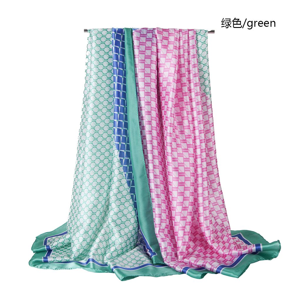 Silk satin triangular geometric spliced women's scarves, extra-large and long styles, spring and autumn scarves are in stock and selling well undefined