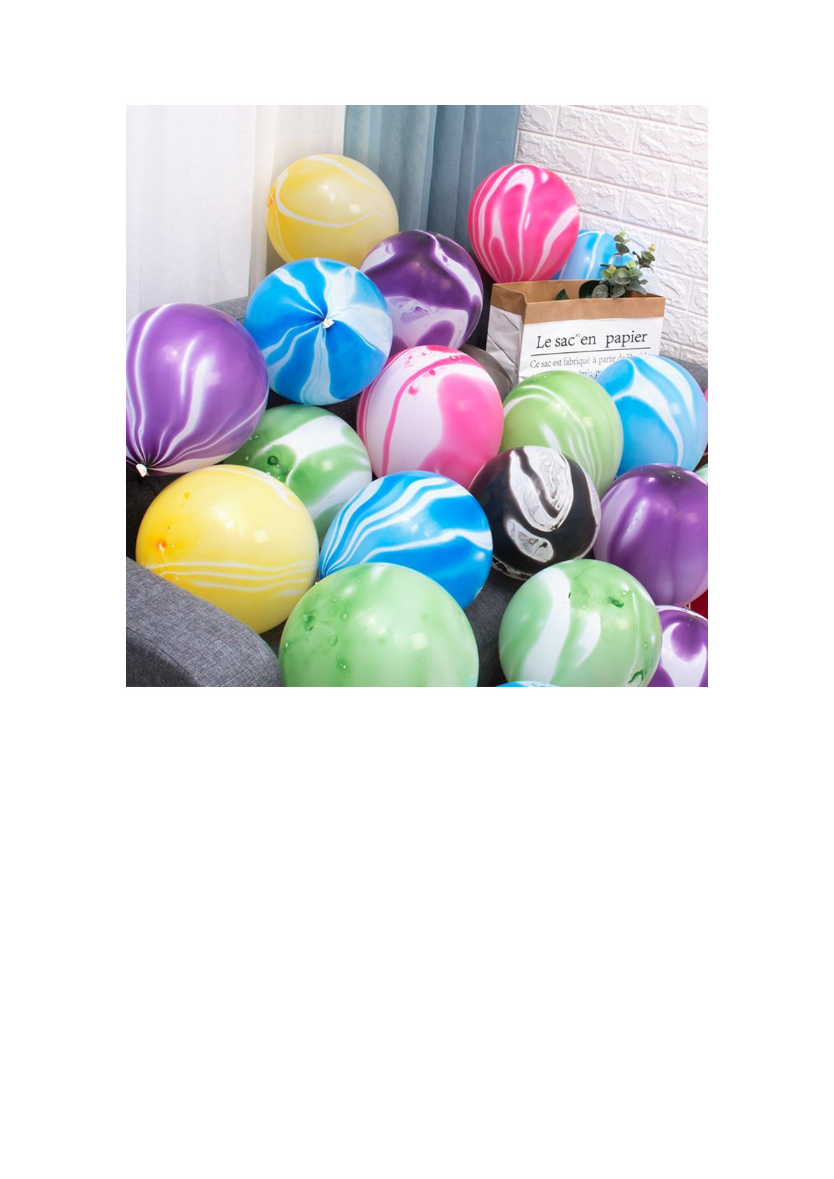 12寸彩云大理石纹玛瑙乳胶气球渐变色气球生日婚庆布置装饰用品1详情1
