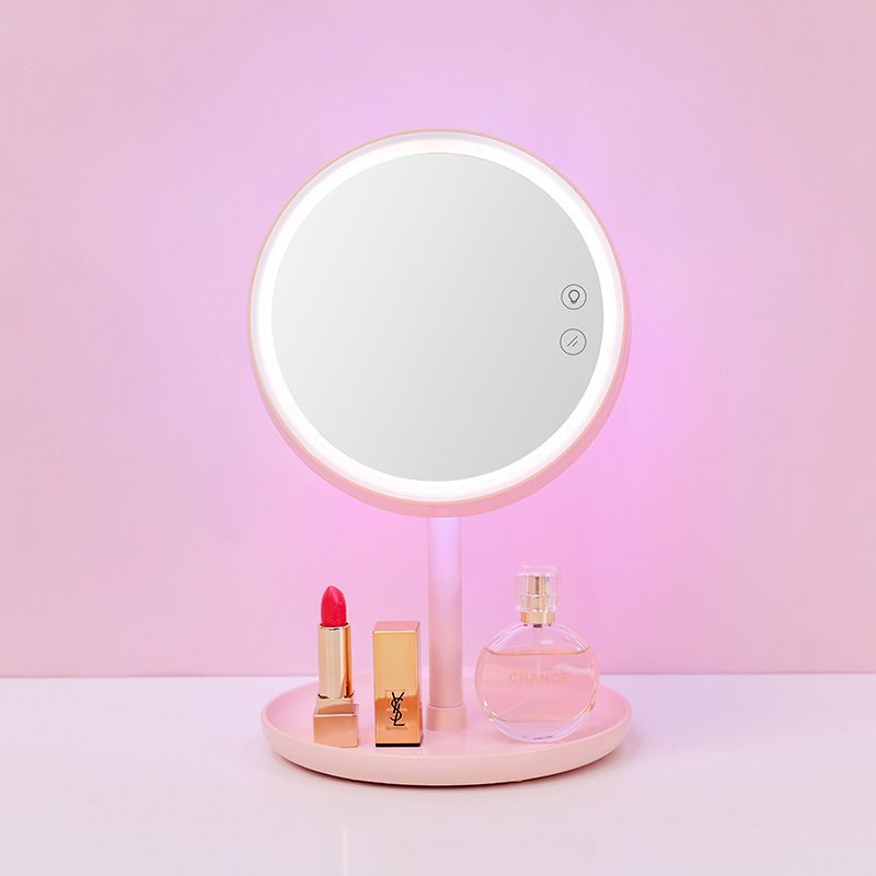 Direct sales creative LED strip light makeup mirror stand, strip light stand style dressing mirror, rechargeable folding makeup mirror full figure