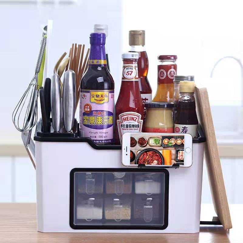 Direct sales salt jar combination set, kitchen multi-functional household condiment jar, Japanese seasoning box, four-compartment integrated full figure