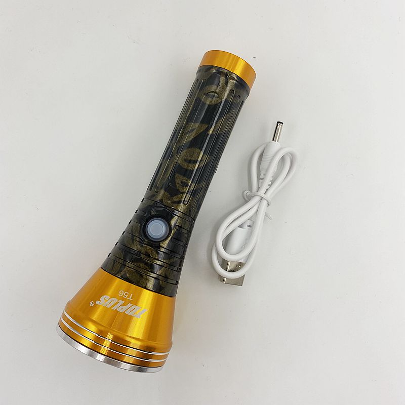 Long root Torch T56 plastic + aluminum lithium battery rechargeable flashlight