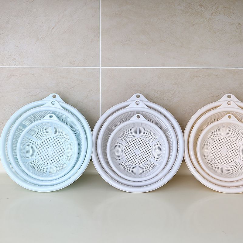 Direct-sale round vegetable washing baskets, vegetable draining sieve sets, kitchen vegetable washing basins, fruit draining storage baskets, plastic baskets details Picture