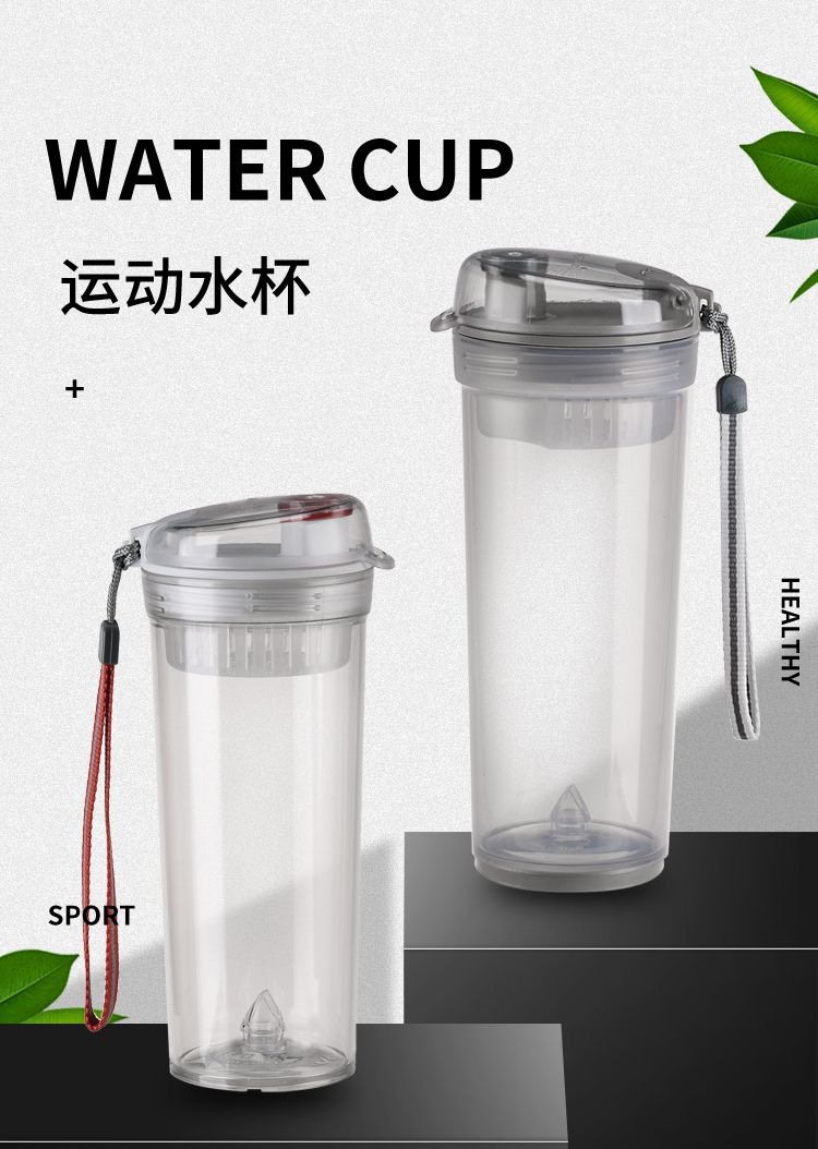 Direct-sale sports plastic water cup 580Ml portable anti-drop cup, fitness cup for male and female students at hand detail image 1