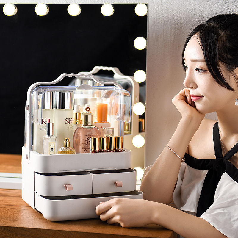 Direct-sale internet-famous cosmetics storage box, household dust-proof, student dormitory desktop, large-capacity skin care products, dressing table details Picture