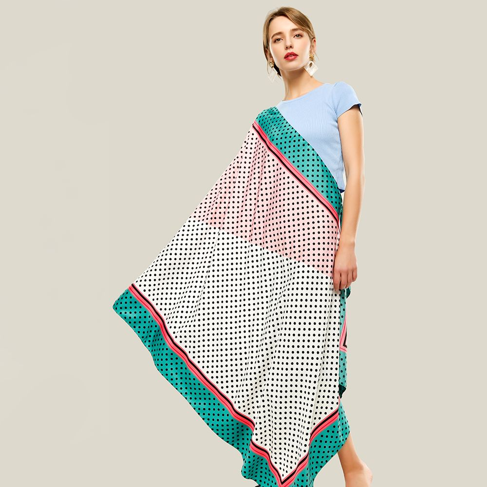 New Printed Twill Double Patch Scarf Spring And Autumn Cross-Border Supply Polyester Scarf In Stock Application Scenario