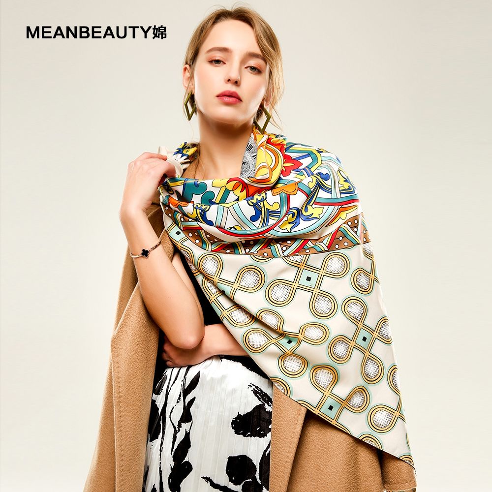Manufacturers Cross-Border Twill Silk At First Sight Printed Ladies Large Square Scarf Multifunctional Headscarf Spot Wholesale Scarf