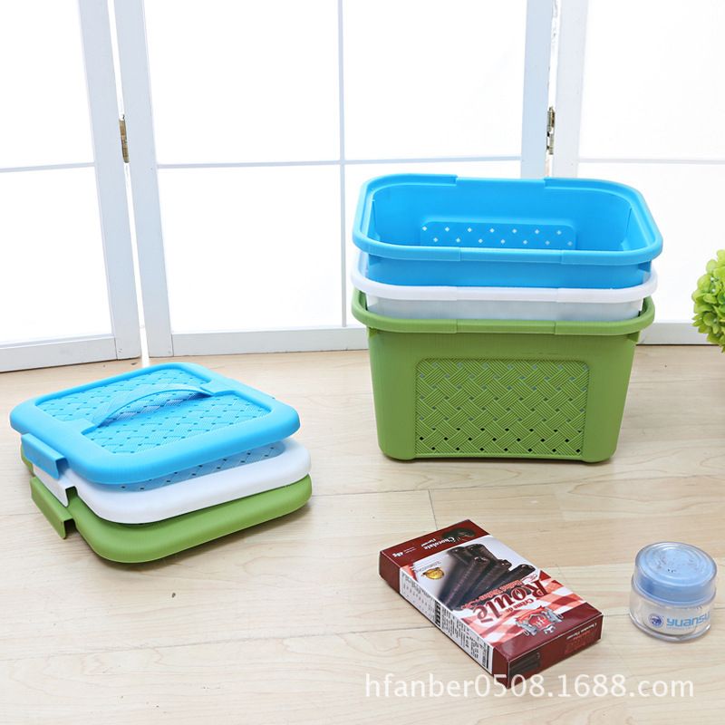Direct-sale covered storage basket for miscellaneous items, woven storage box, creative portable multi-functional storage box details Picture