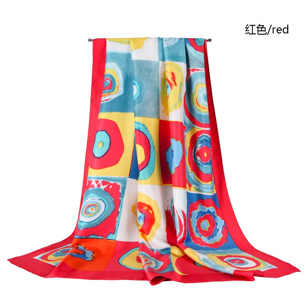 New Twill Silk Polyester Material Digital Circle European And American Style Scarf Yiwu Manufacturers Scarf In Stock Item Picture