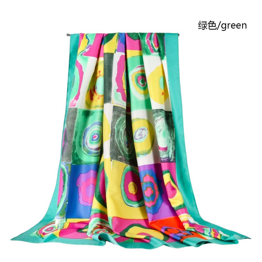 New Twill Silk Polyester Material Digital Circle European And American Style Scarf Yiwu Manufacturers Scarf In Stock undefined
