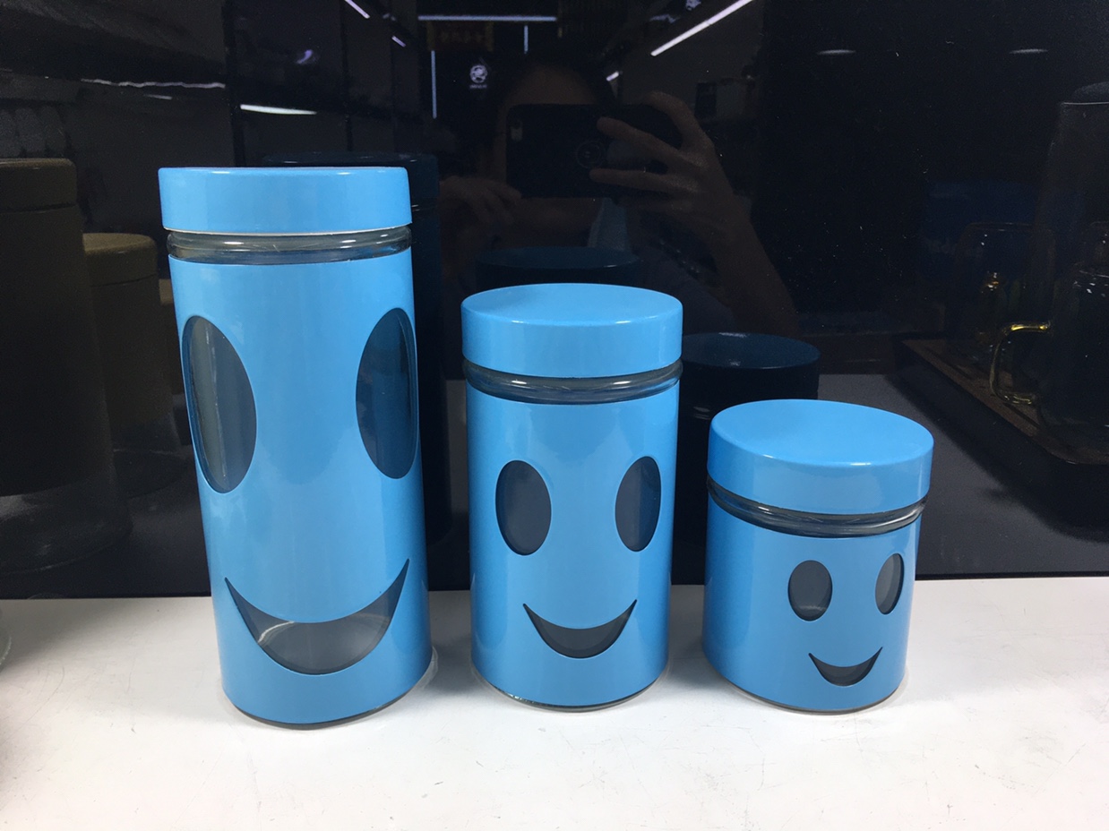 玻璃制品密封罐 大中小三个一套玻璃密封保鲜罐产品图