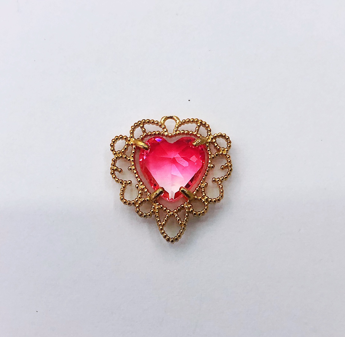 Factory Direct Korean Peach Heart Pendant Two-Color Tourmaline Main Stone (Red White, Purple Orange, Blue White) Specification drawing