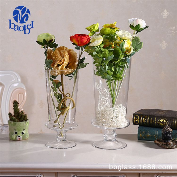 BBGLASS European-style tall transparent glass vase with base living room wedding decoration decoration hydroponics