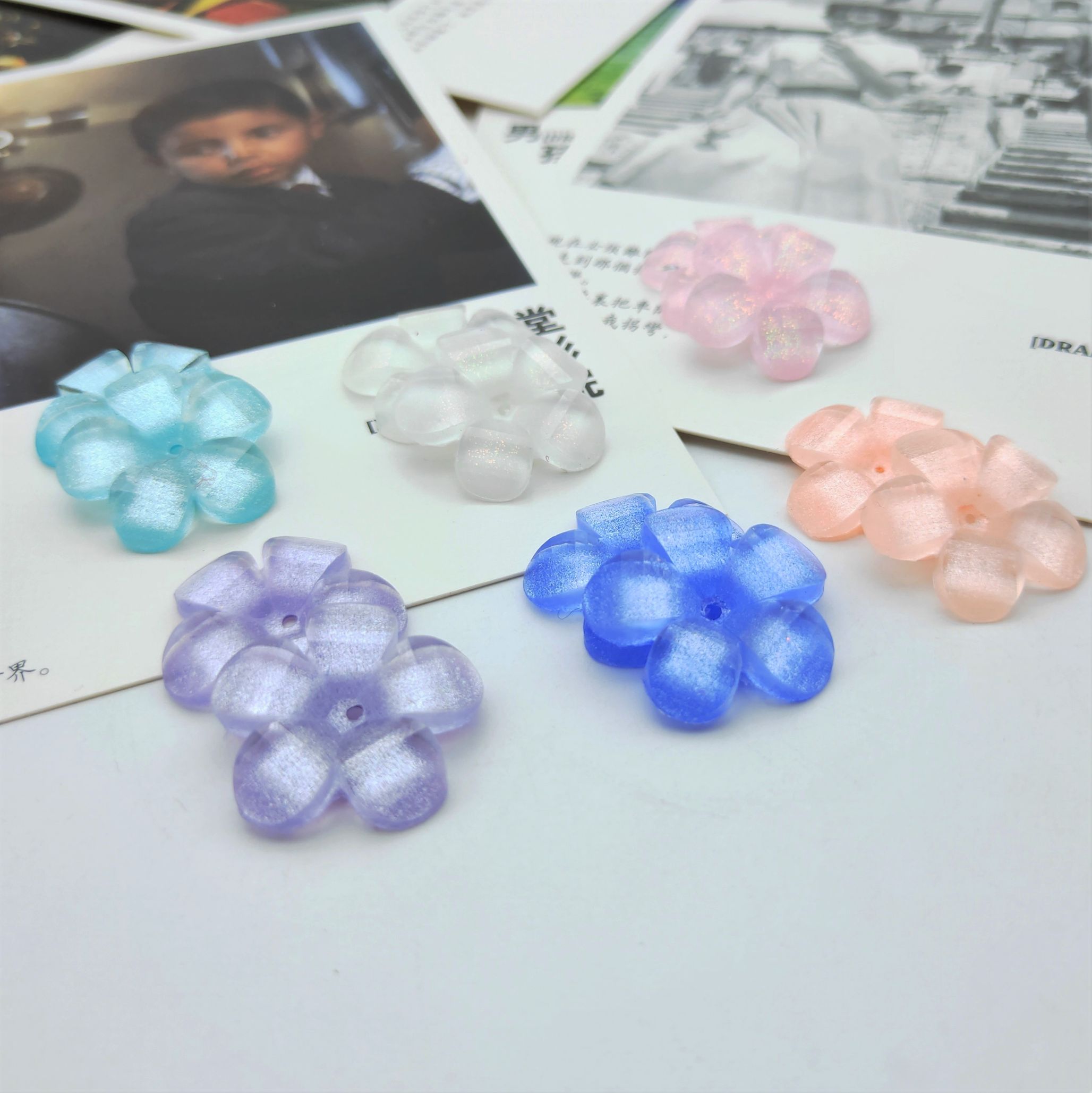 Direct sales of water drop five-petal flower creative handmade diy hair accessories, mobile phone DIY nail and beauty materials undefined