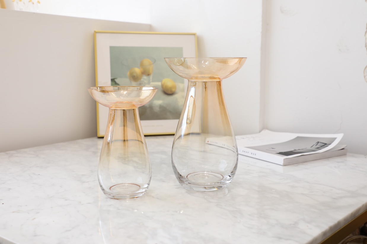 Colored electroplated glass vase
