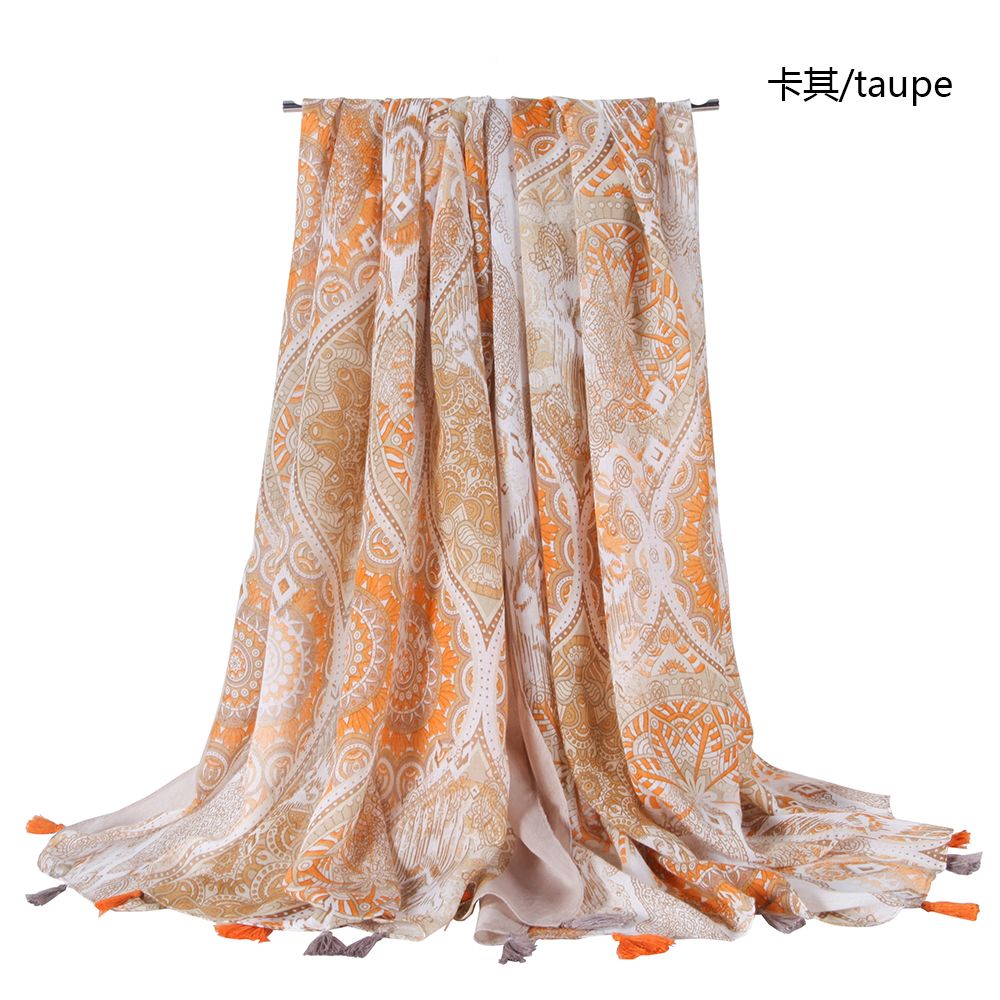 Foreign Trade Custom Palace Flower Hanging Beard Satin Printed Scarf Selling Fashion Pattern Scarf Scarf undefined