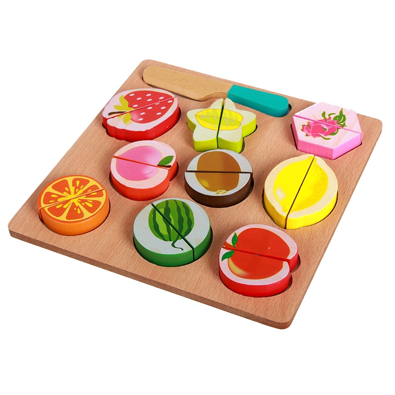 Wooden toys with flat fruits are fun and colorful, which can exercise babies' hand-eye coordination and visual ability, cultivate logical thinking ability, and exercise early education enlightenment training. It is a parent-child game