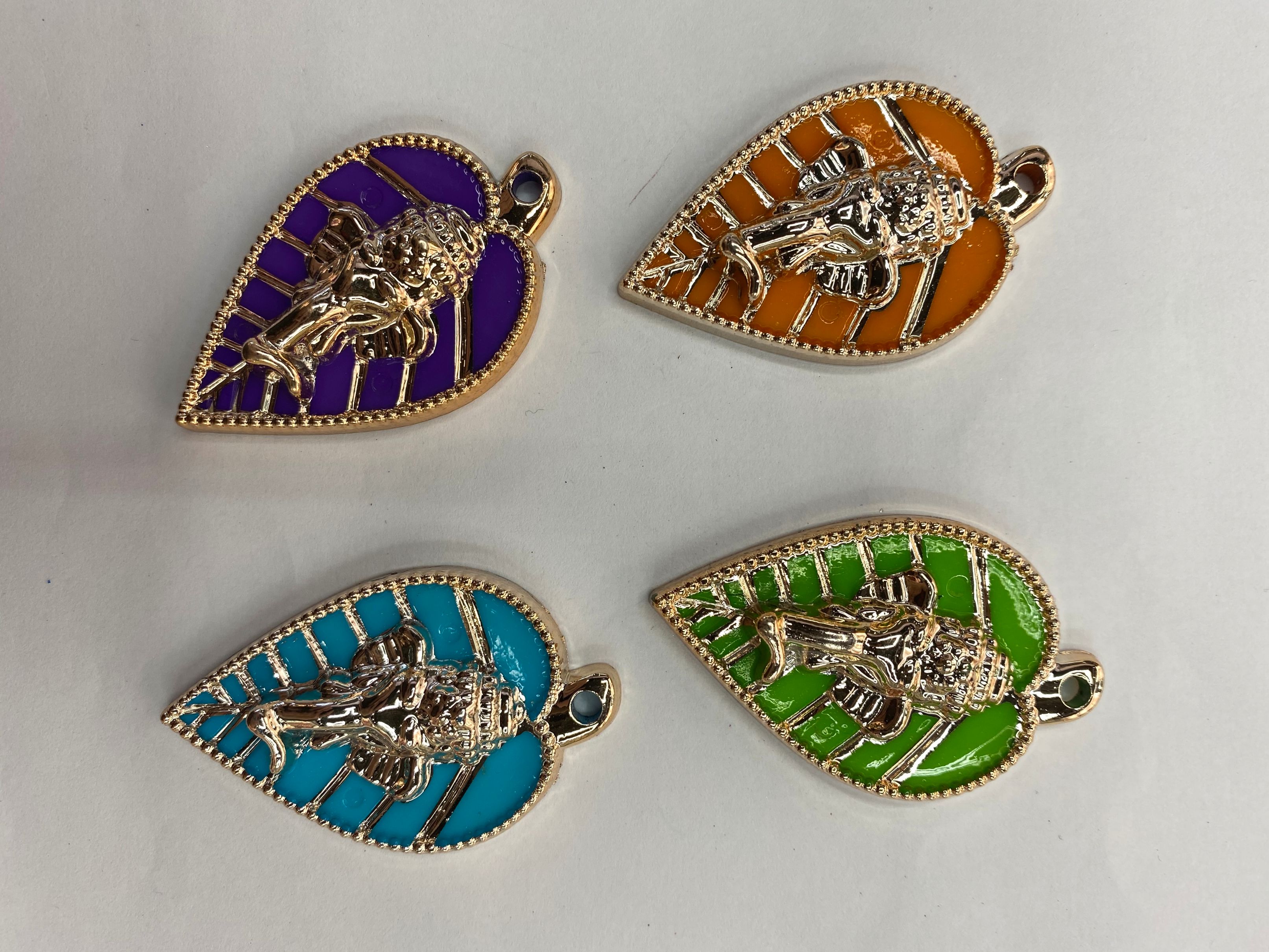 DIY jewelry accessories, electroplated UV acrylic Indian elephant God leaf color jewelry accessories 1