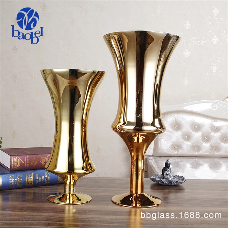 BBGLASS electroplated golden glass vase BV1233GL