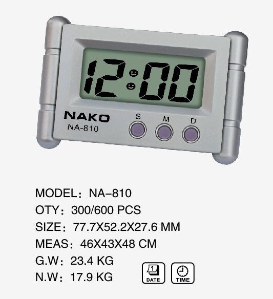Manufacturer direct sales NAKO NA-810 car electronic clock mini electronic clock small alarm clock