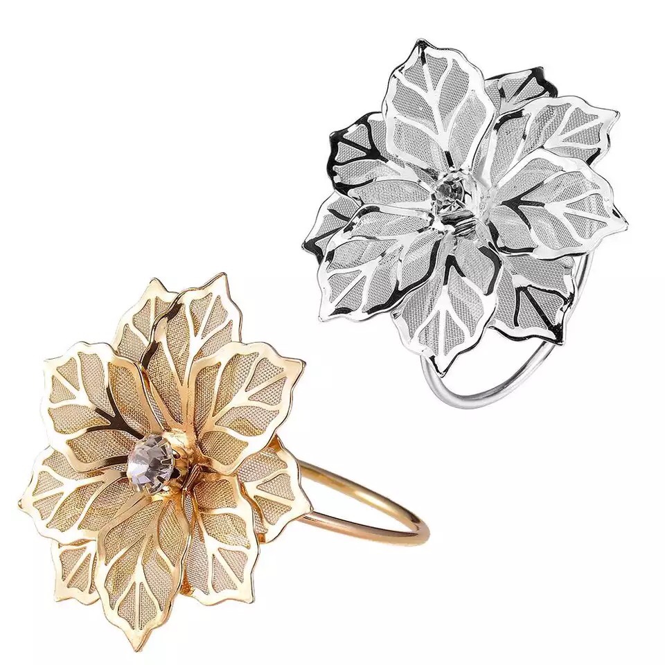 Wholesale of creative Western-style napkin buckles, metal sunflower napkin rings, napkin loops, towel buckles with diamonds, and napkin loops details Picture