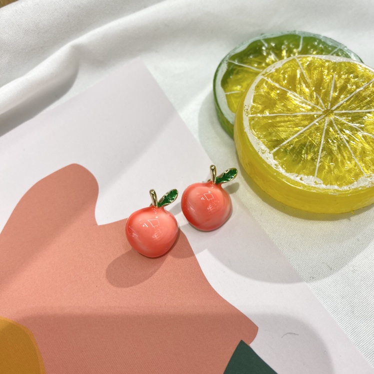 水蜜桃耳钉水水果系列甜美清新产品图