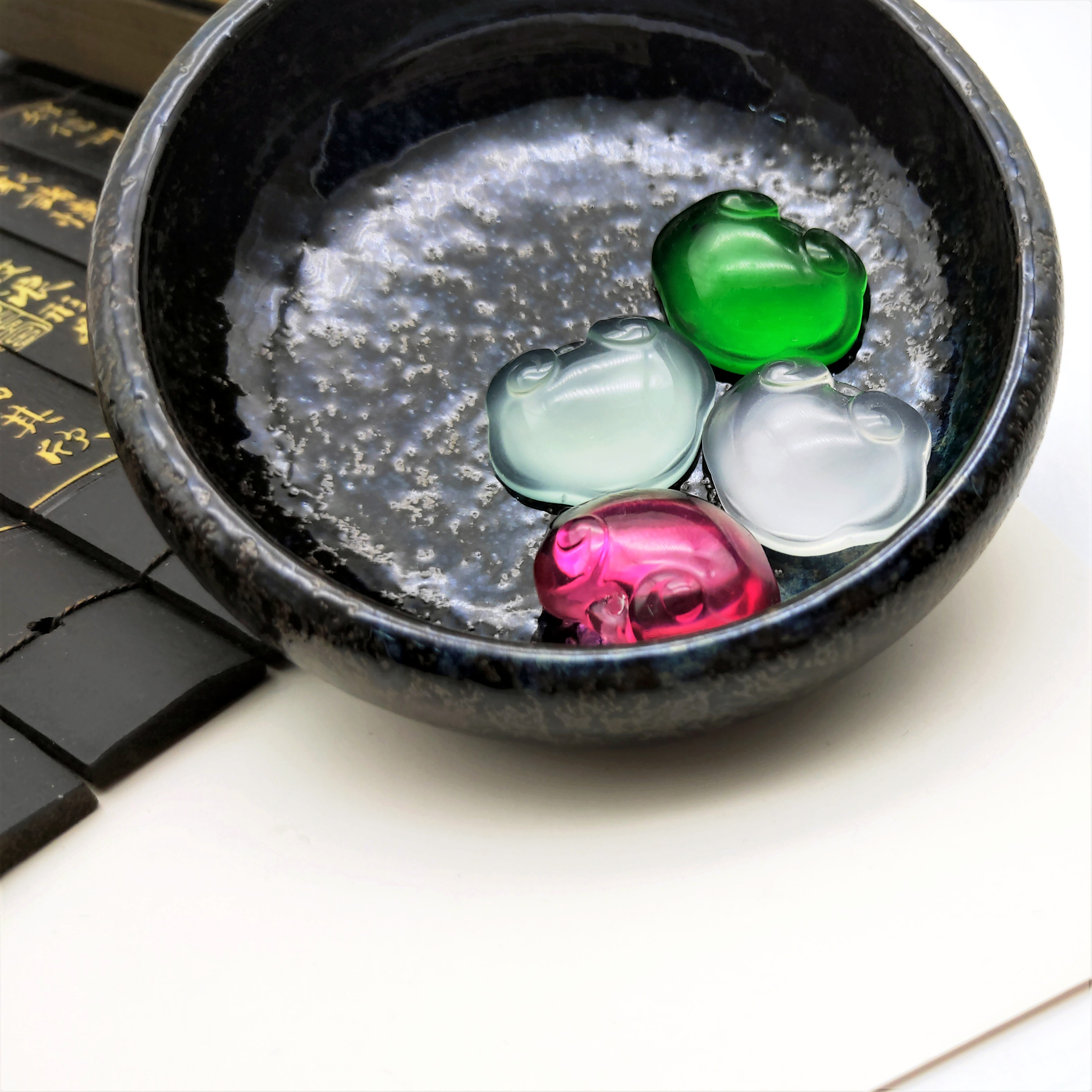 New resin imitation water foam jade baby lock, DIY ancient-style hair hairpin, material accessory, accessory, pendant and accessory detail image 5