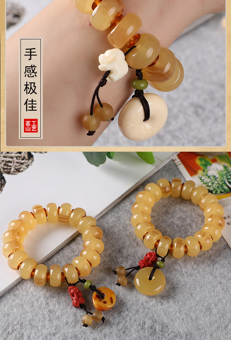 Factory direct sales of high-quality imitation sheep horn bracelets, abacus beads, fashionable gifts, and popular accessories for scenic spots in Xizang. Wholesale detail image 4