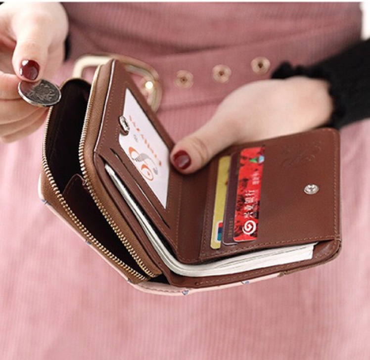 2020新款钱包女短款简约学生印花折叠小清新两折拉链零钱包详情图6