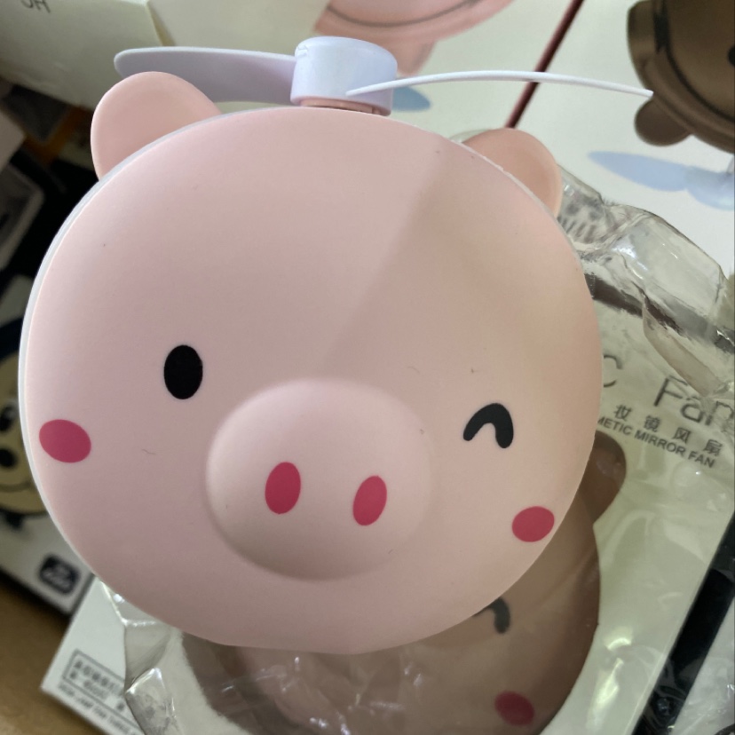 女孩化妆镜带夜光充电。产品图