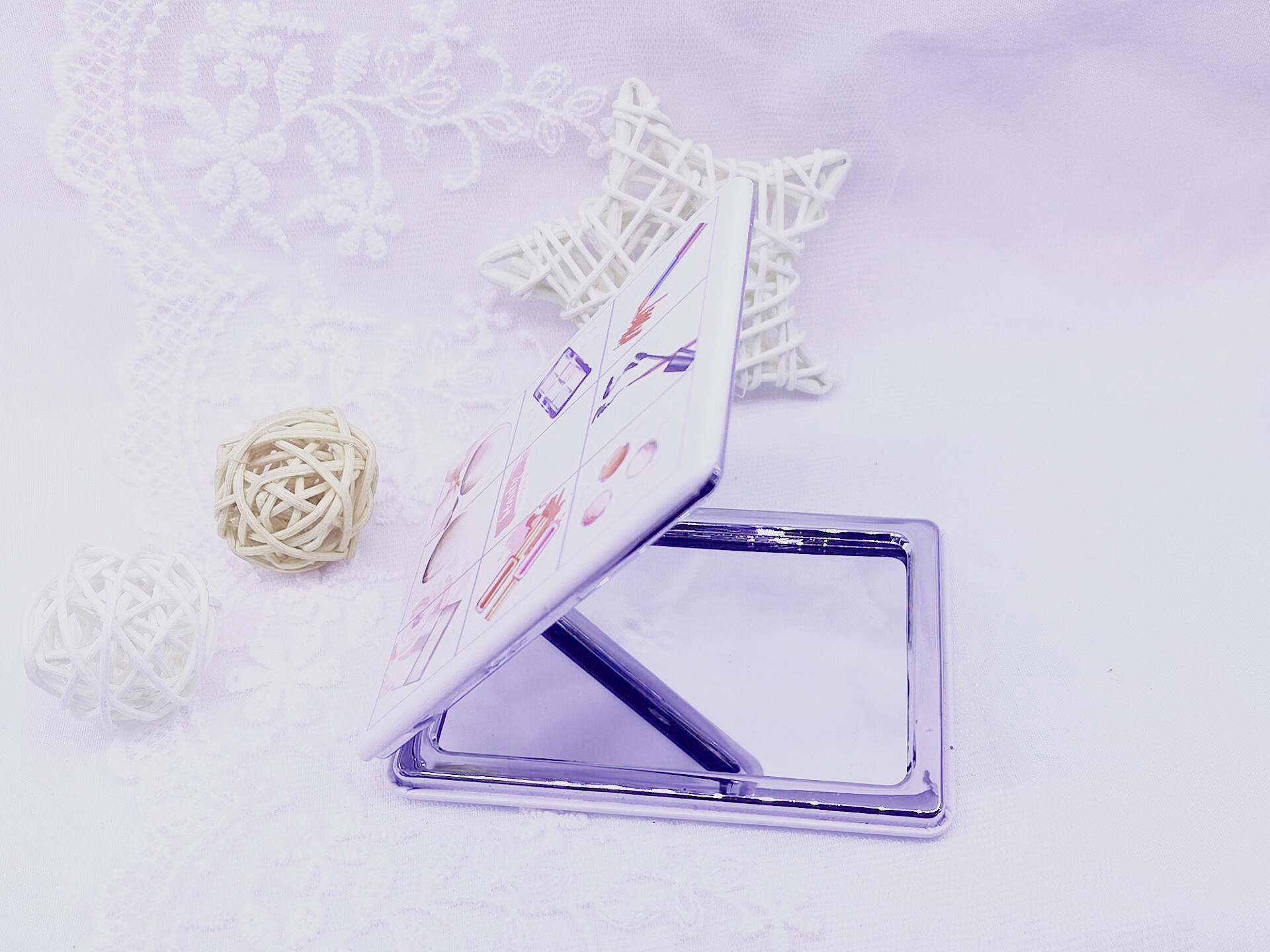 双面皮革化妆品系列镜女生宿舍小镜子随身时尚化妆镜便携折叠方镜详情图7