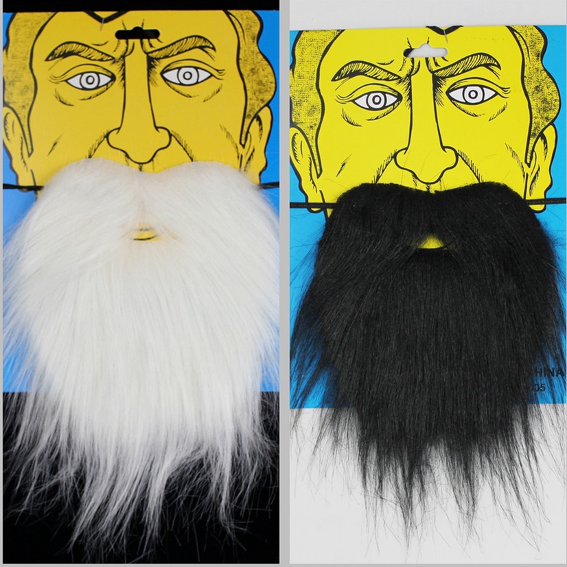 Halloween masquerade ball costume party performance supplies: black beard, white Santa Claus beard details Picture