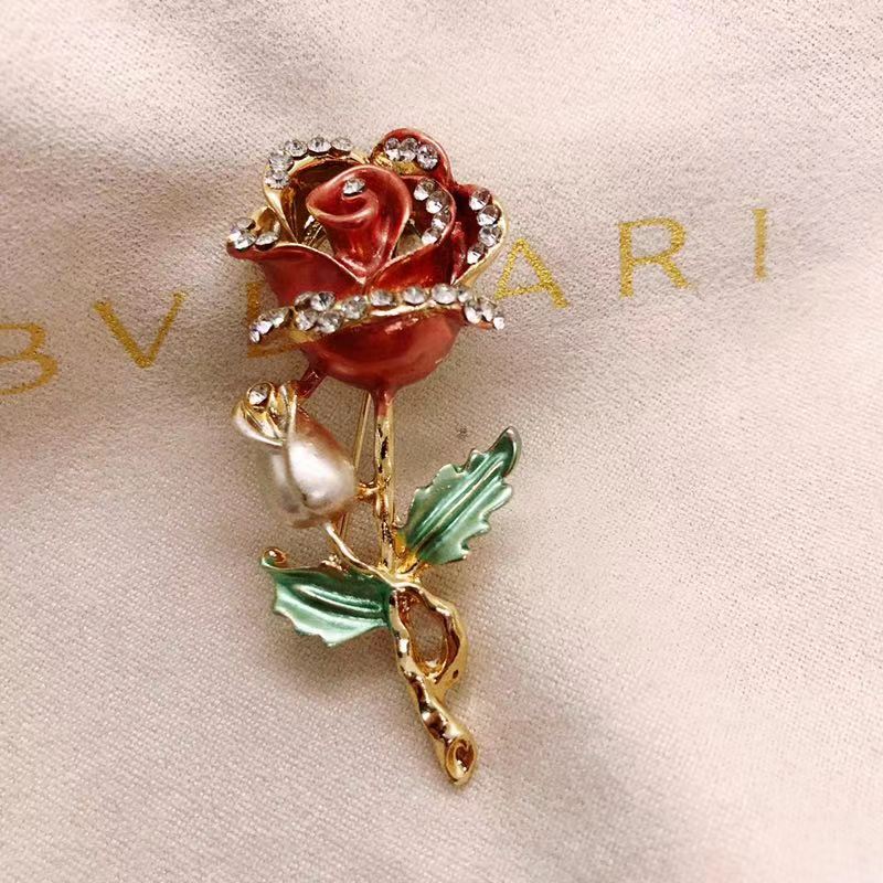 Painted rhinestone brooch