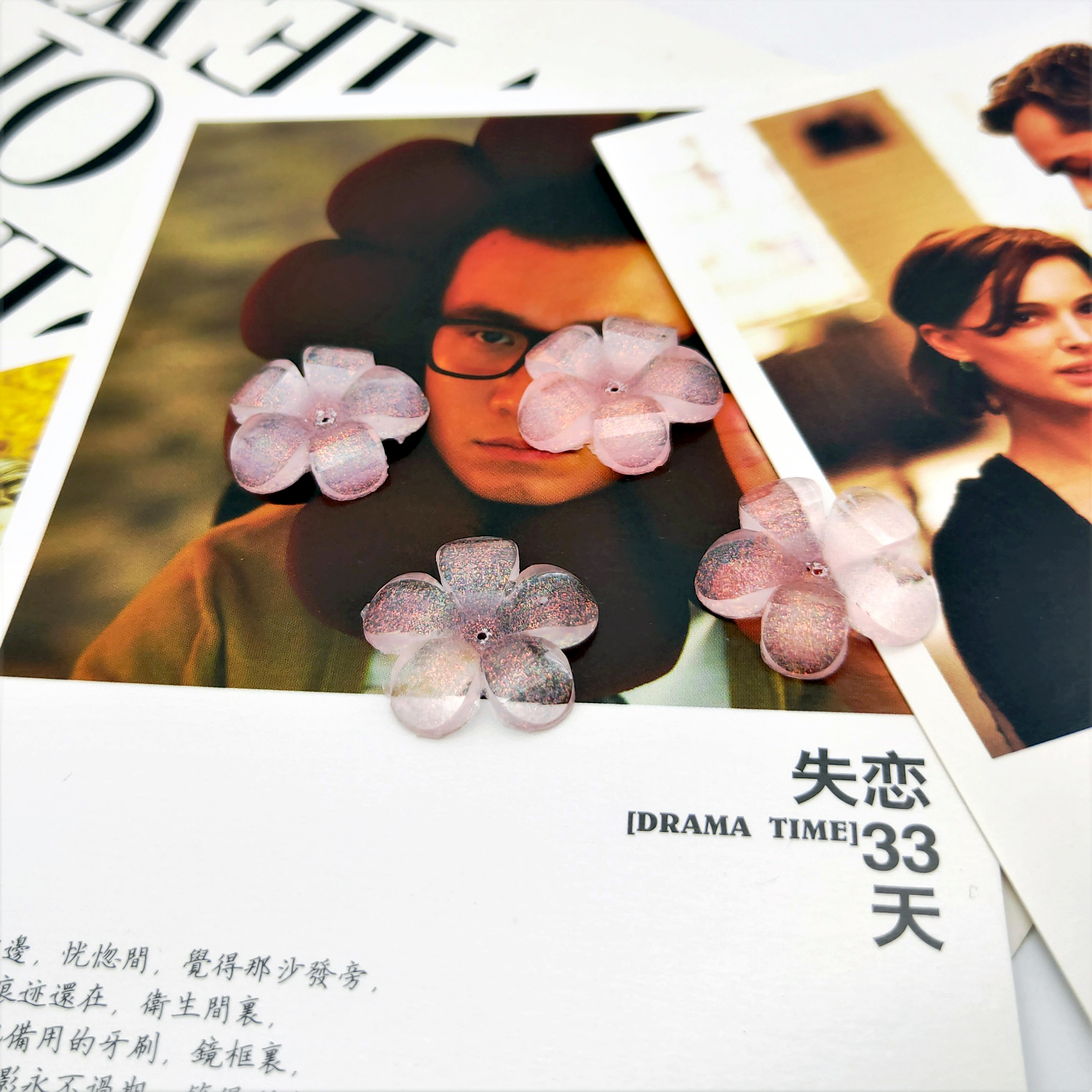 Direct sales of water drop five-petal flower creative handmade diy hair accessories, mobile phone DIY nail and beauty materials detail image 8