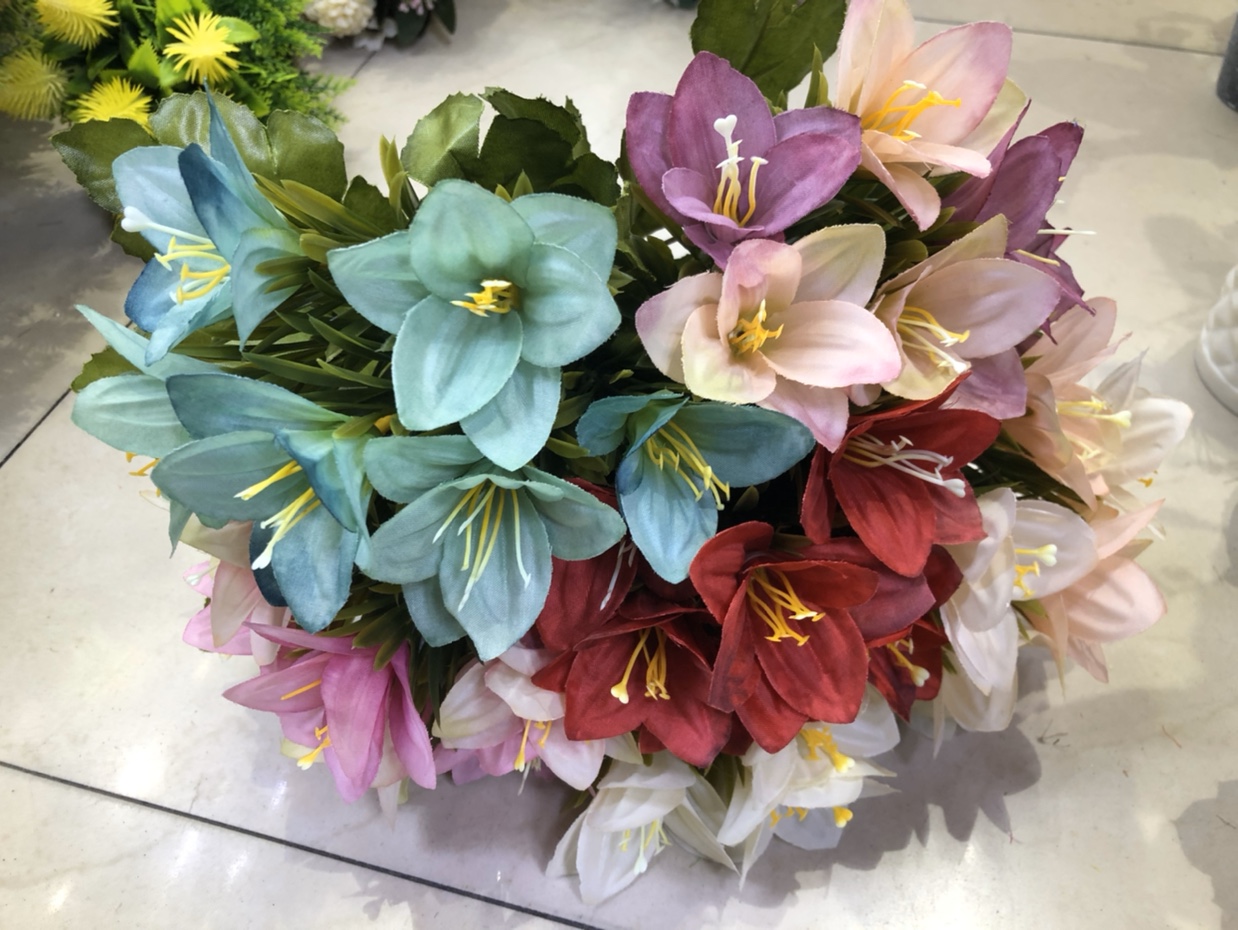 仿真花 百合 假花 植物摆件 假花 家居