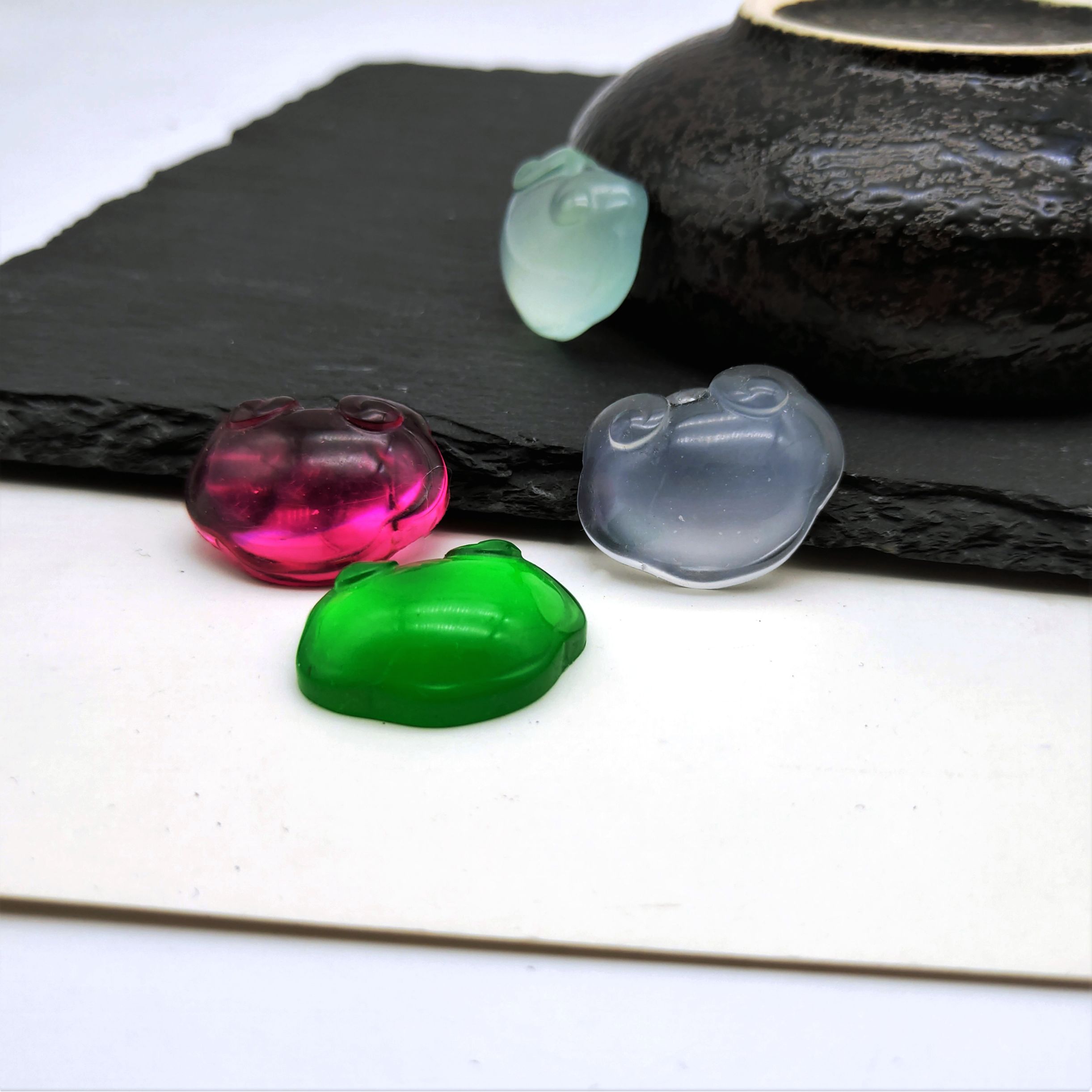 New resin imitation water foam jade baby lock, DIY ancient-style hair hairpin, material accessory, accessory, pendant and accessory Specification image