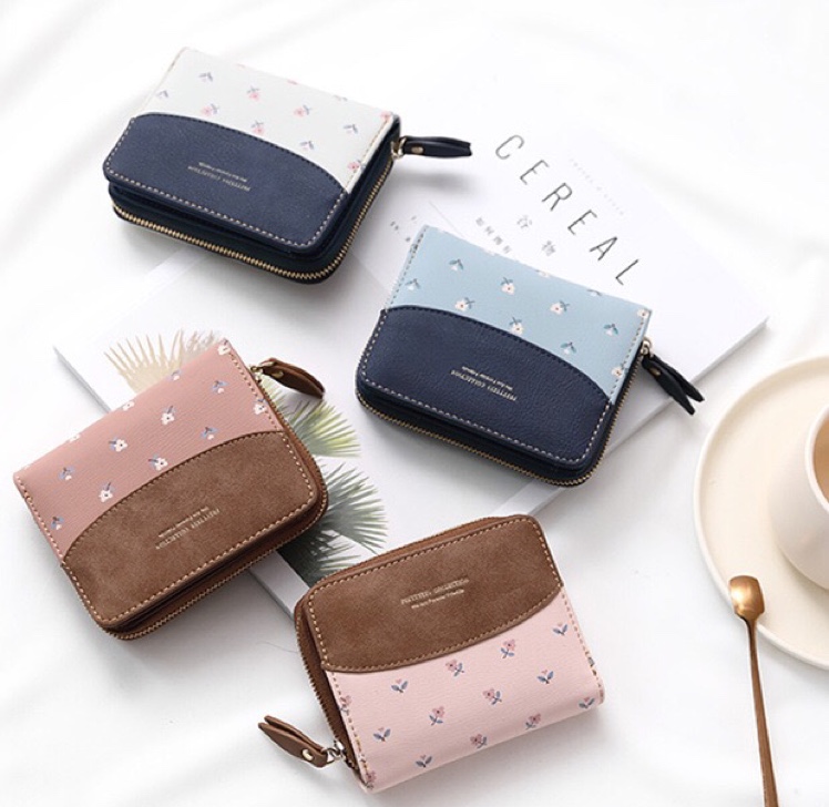 2020新款钱包女短款简约学生印花折叠小清新两折拉链零钱包产品图