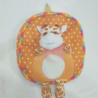 彩条点子白肚皮动物书包 小学生书包幼儿园毛绒 details Picture